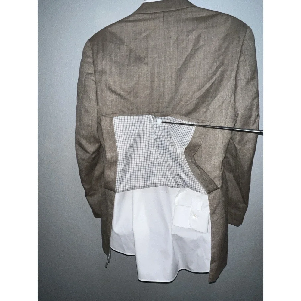 Ralph Lauren Men's 40L Sport Coat Blazer Two Button Brown Silk Linen Check Prep